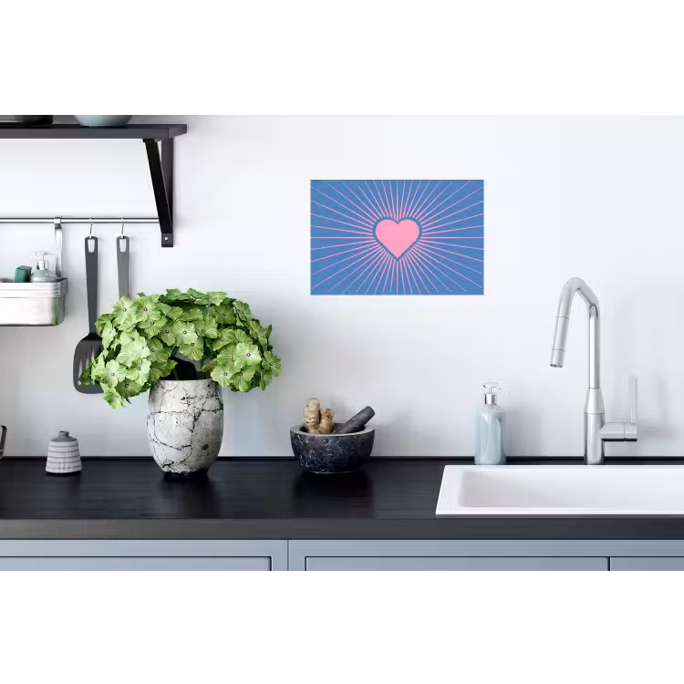 Hart - Stralen - Liefde - Modern - Roze Muursticker klein -keuken