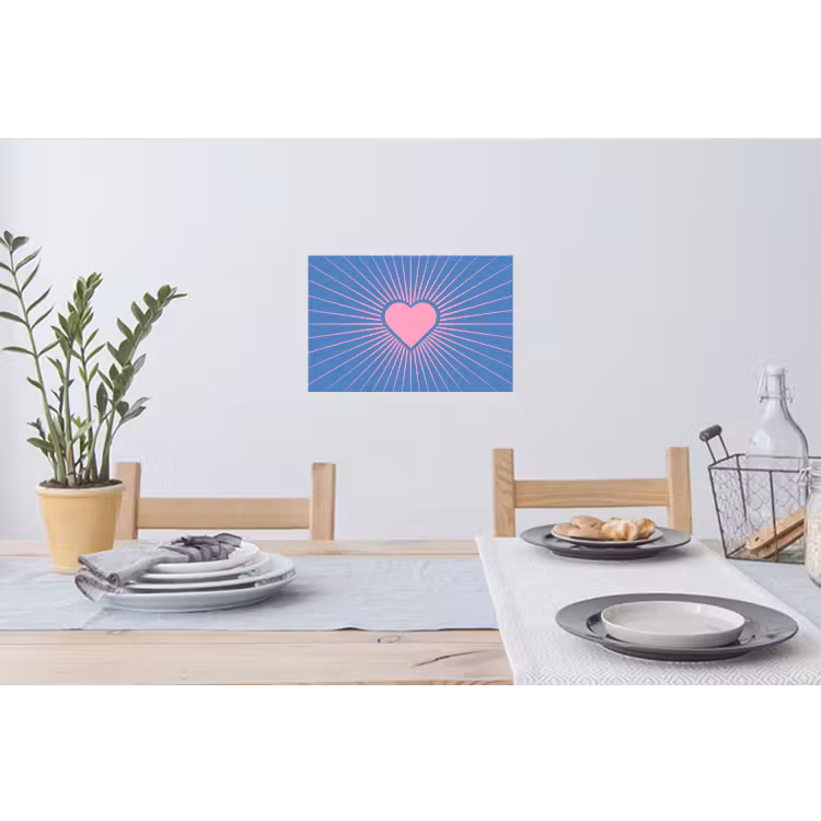Hart - Stralen - Liefde - Modern - Roze Muursticker klein -eettafel