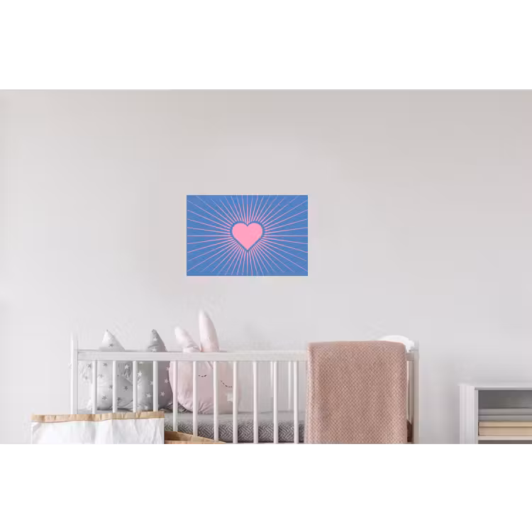 Hart - Stralen - Liefde - Modern - Roze Muursticker klein -kinderkamer