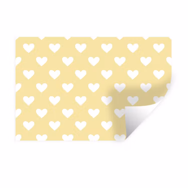 Hartjes - Patroon - Geel Muursticker klein 286 -3d