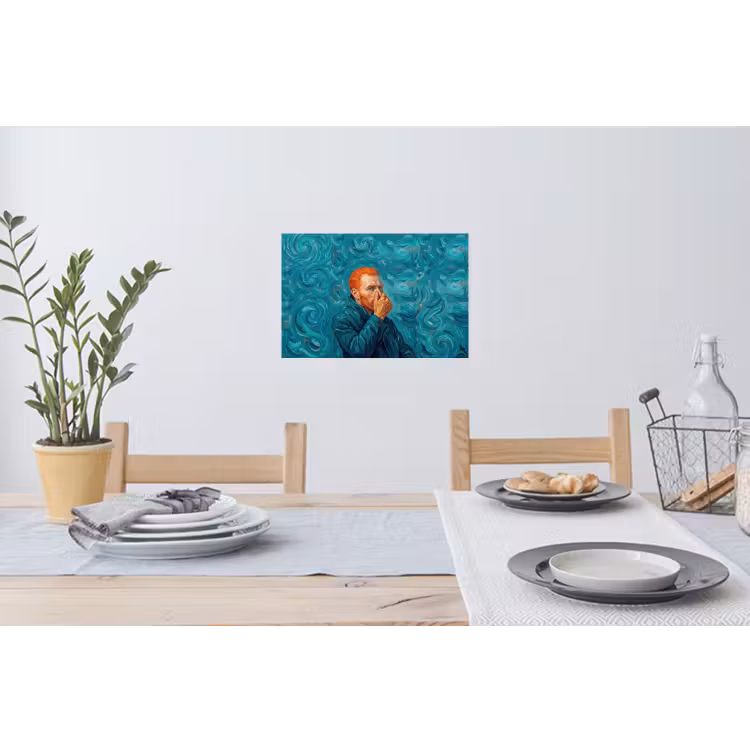 Portret - Klassiek - Blauw Muursticker klein -eettafel