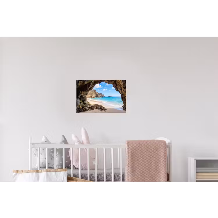 Grot - Strand - Zee - Blauw Muursticker klein -kinderkamer