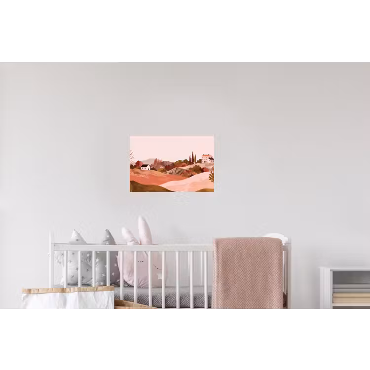 Heuvellandschap - Grafisch - Terracotta Muursticker klein -kinderkamer