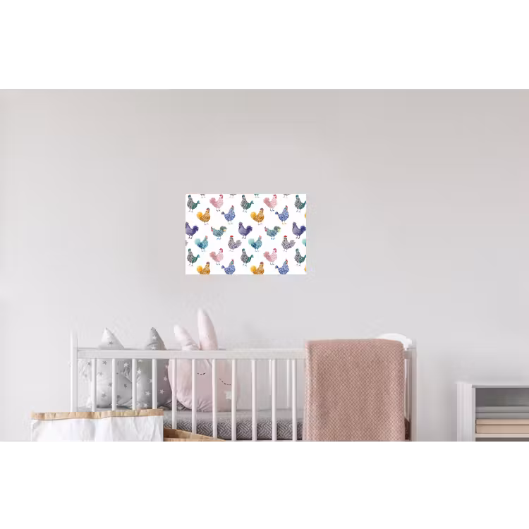 Kippen -Aquarel - Kleurrijk Muursticker klein 286 -kinderkamer
