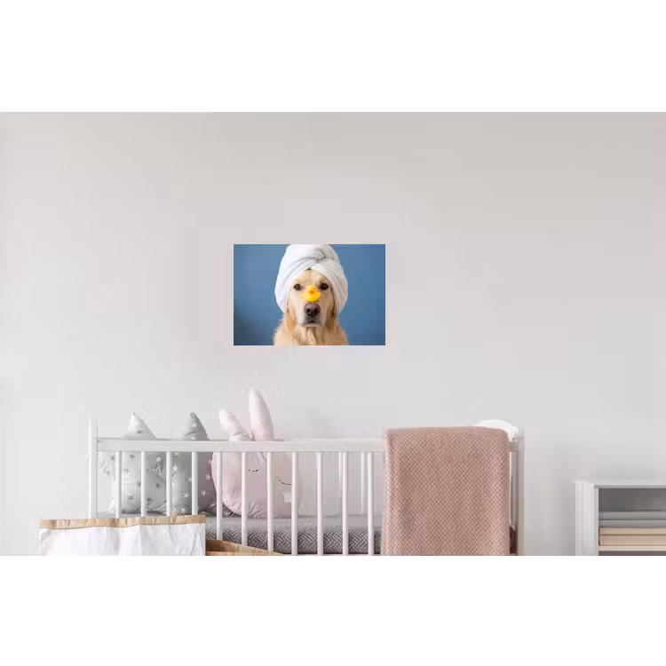 Hond - Badeend - Geel Muursticker klein -kinderkamer
