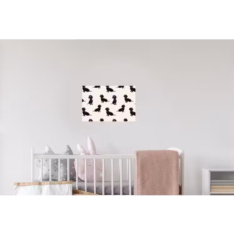 Hond - Patroon - Zwart Muursticker klein 286 -kinderkamer