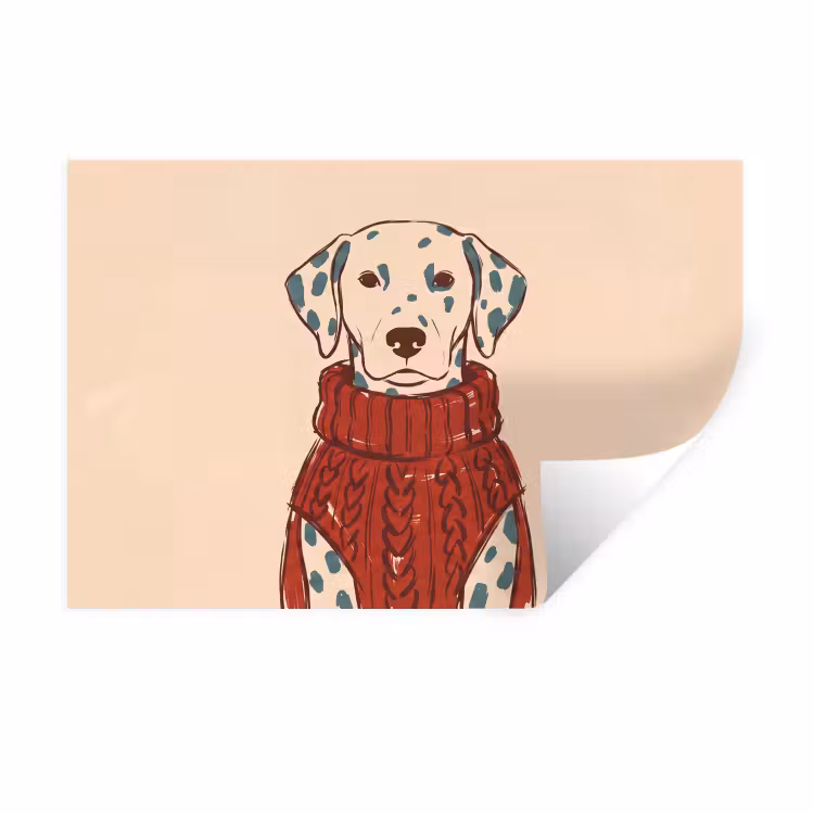 Hond - Trui - Winter - Dieren - Rood Muursticker klein -3d