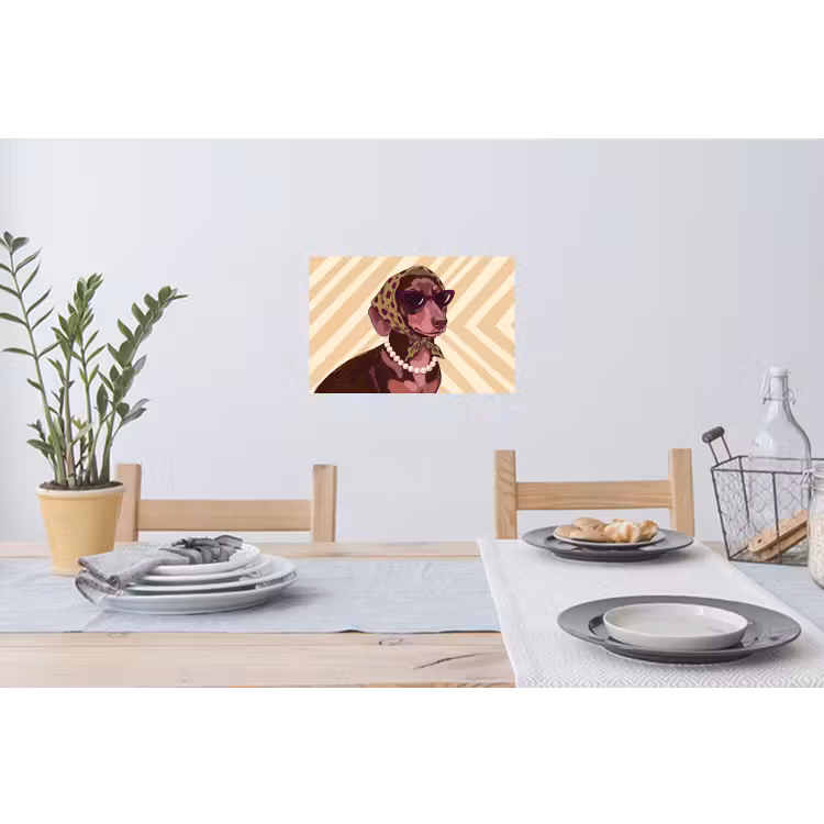 Hond - Zonnebril - Hoofddoek - Dieren - Modern Muursticker klein -eettafel