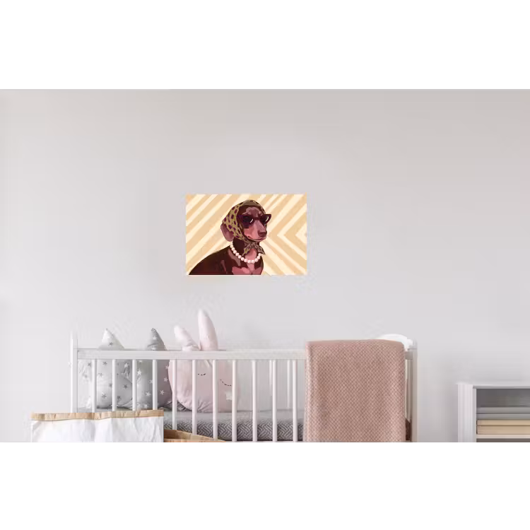 Hond - Zonnebril - Hoofddoek - Dieren - Modern Muursticker klein -kinderkamer
