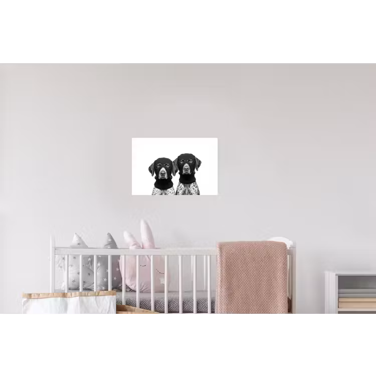 Honden - Bivakmuts - Zwart - wit Muursticker klein -kinderkamer