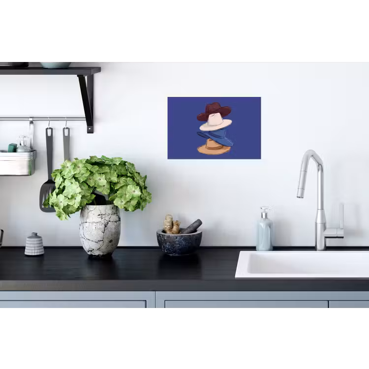 Hoeden - Gestapeld - Mode - Kleurrijk - Illustratie Muursticker klein -keuken