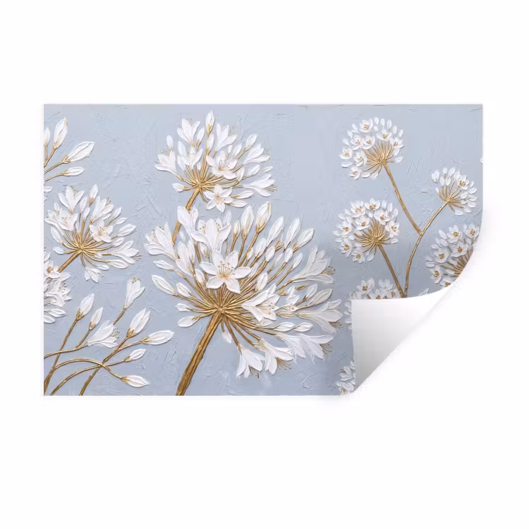 Illustratie - Bloemen - Blauw Muursticker klein -3d