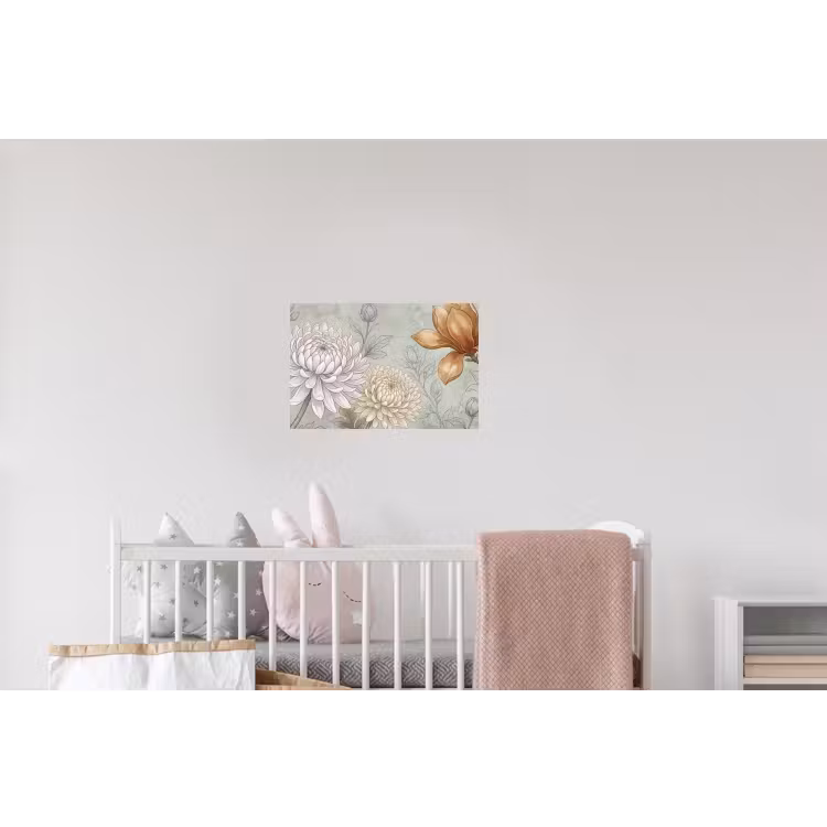 Illustratie - Bloemen - Groen Muursticker klein -kinderkamer