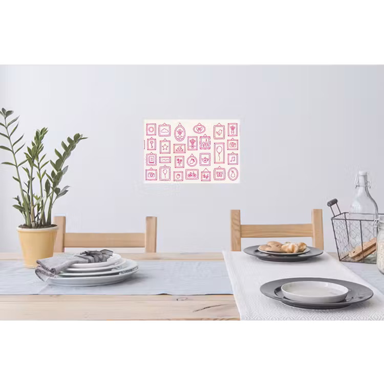 Illustratie - Collectie - Kunst - Minimalistisch - Roze Muursticker klein -eettafel