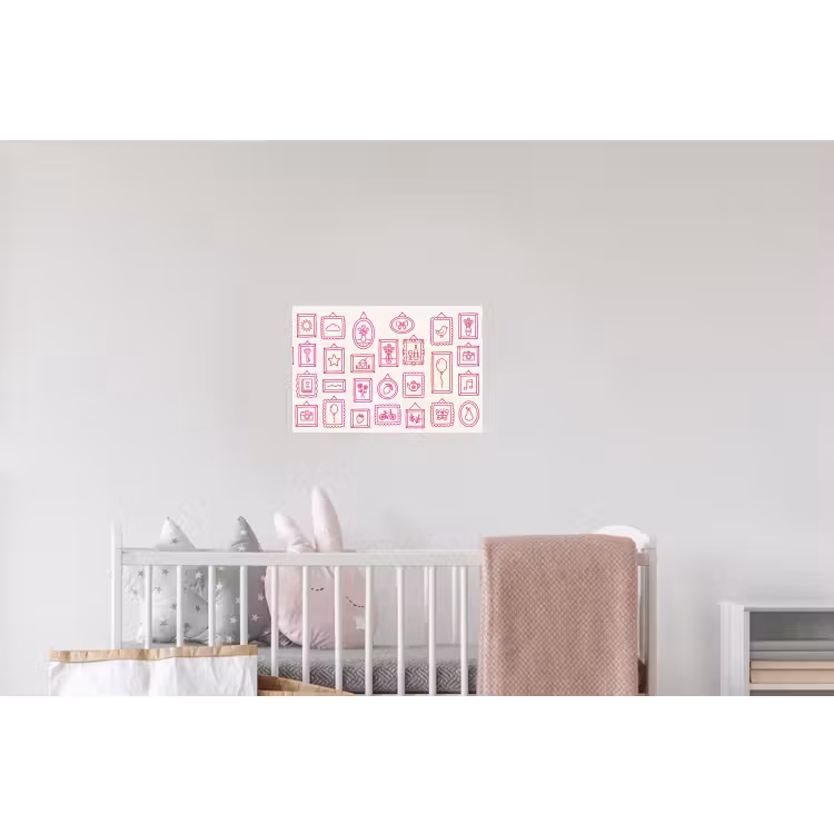 Illustratie - Collectie - Kunst - Minimalistisch - Roze Muursticker klein -kinderkamer