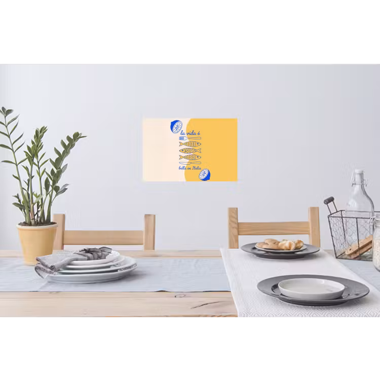 Italië - Eten - Citroen - Vis - Grafisch Muursticker klein -eettafel