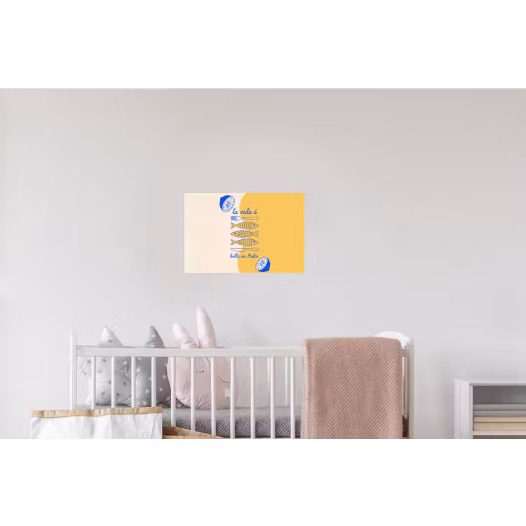 Italië - Eten - Citroen - Vis - Grafisch Muursticker klein -kinderkamer