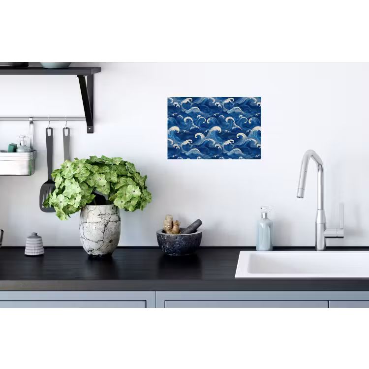 Japans - Oceaan - Golven - Blauw Muursticker klein 286 -keuken