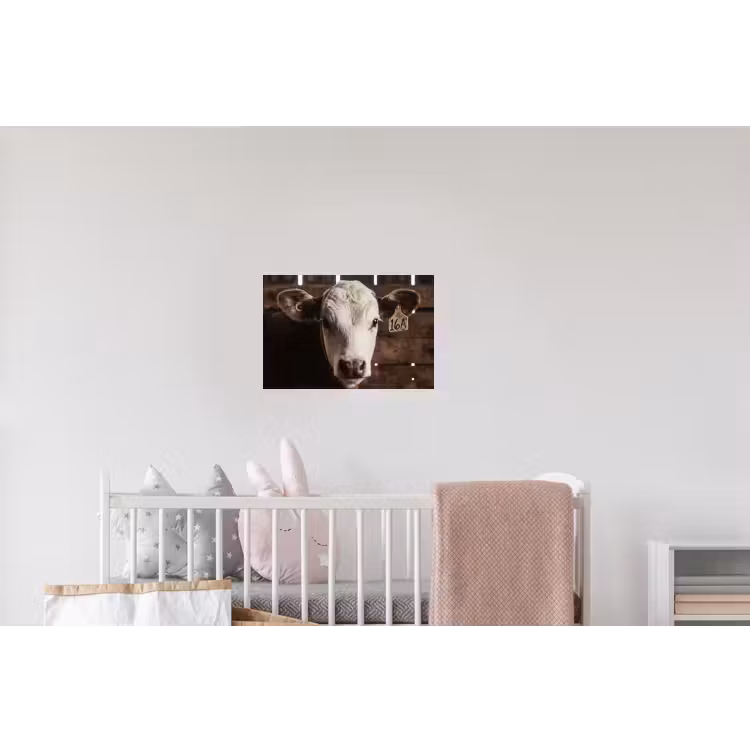 Kalf - Oormerk - Houten stal Muursticker klein -kinderkamer