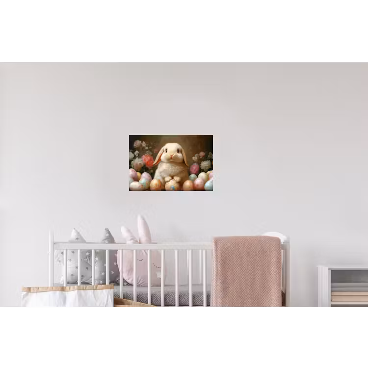 Konijn - Paaseieren - Stilleven Muursticker klein -kinderkamer