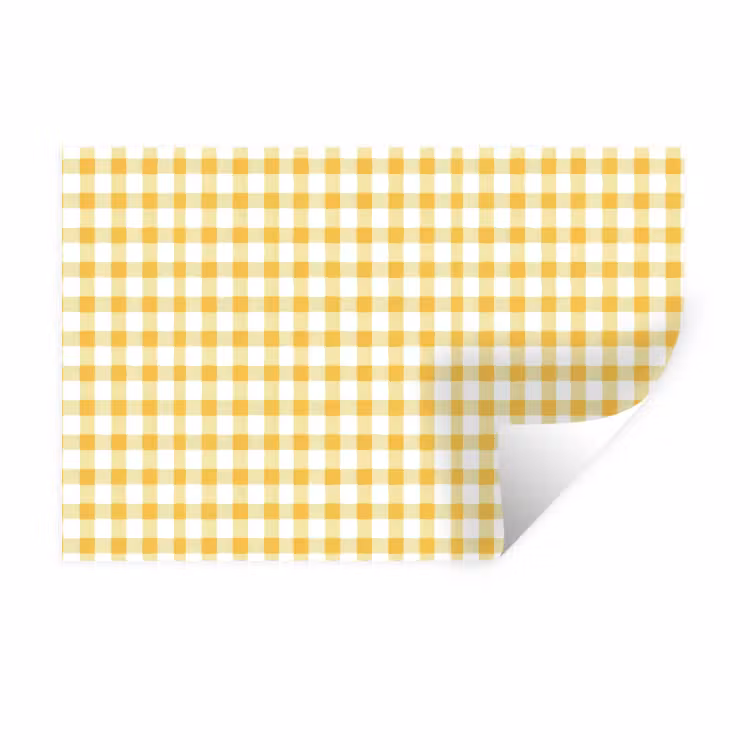 Ruit - Gingham - Klassiek - Geel en Wit Muursticker klein 286 -3d