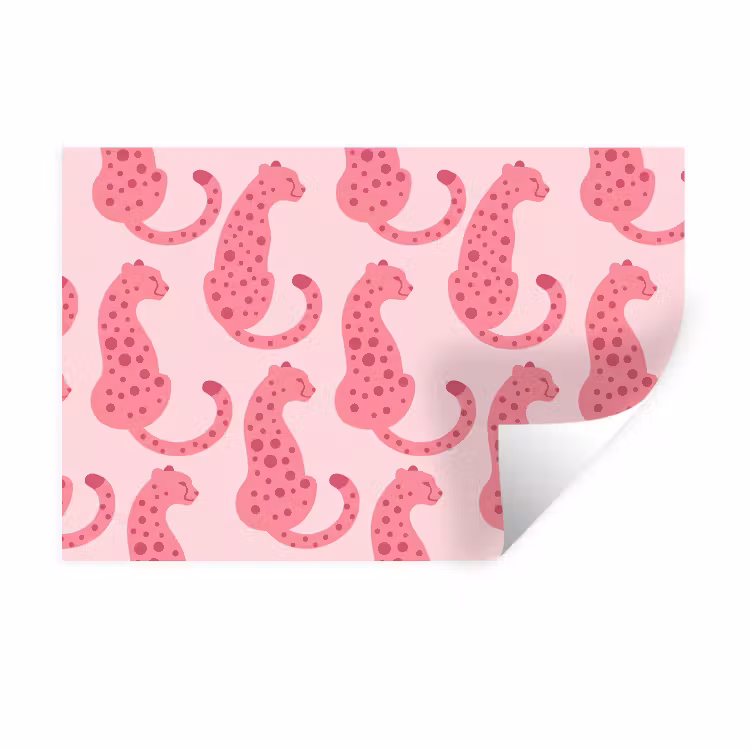 Kat - Gevlekt - Dieren - Patroon - Roze Muursticker klein -3d