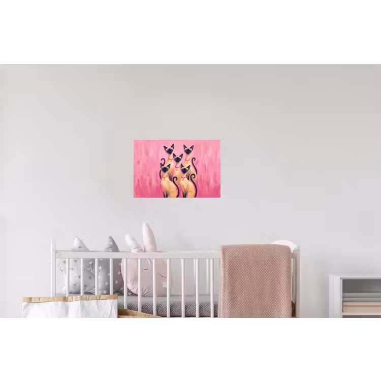 Kat - Groep - Dieren - Modern - Roze Muursticker klein -kinderkamer