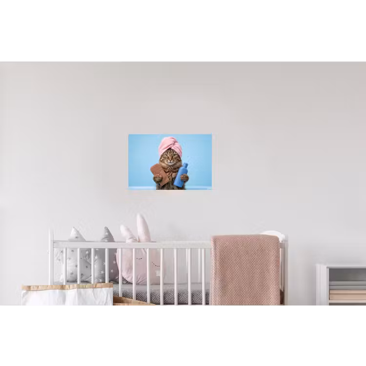 Kat - Handdoek - Washand - Zeep Muursticker klein -kinderkamer