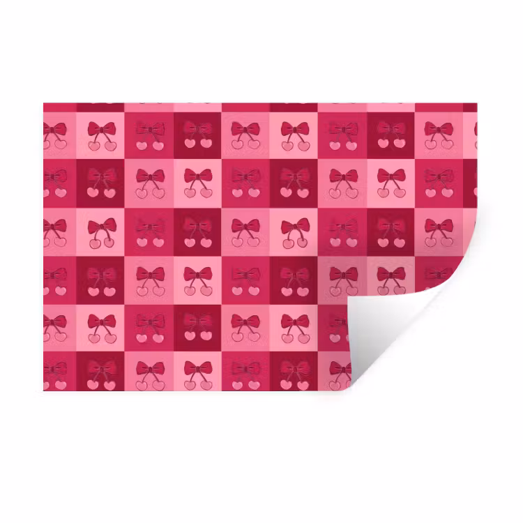 Kersen - Strikjes - Speels - Roze - Bordeaux Muursticker klein 286 -3d