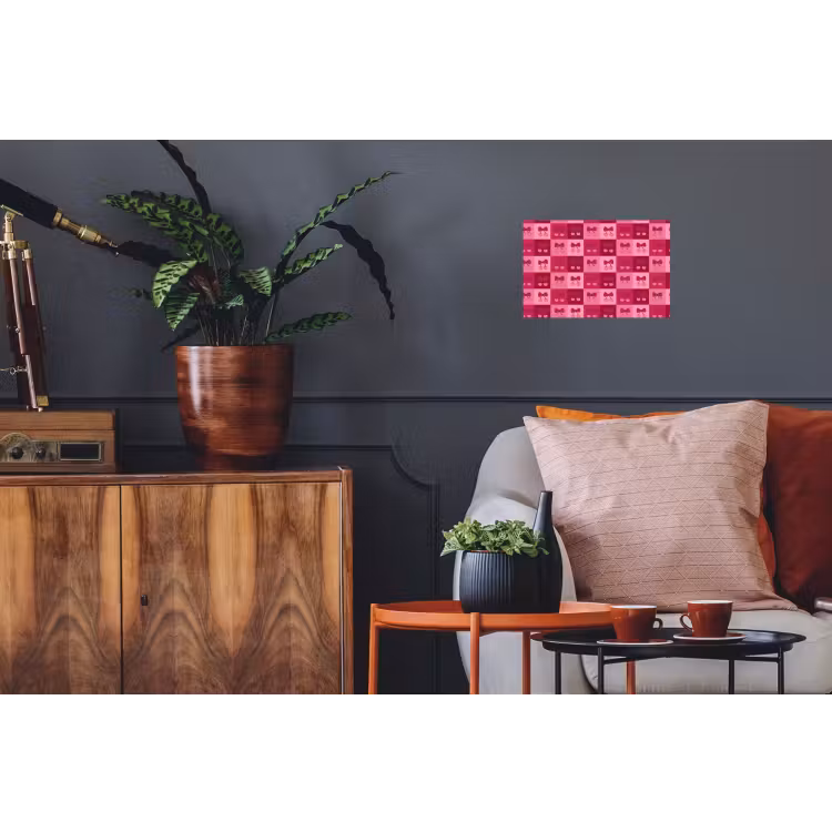 Kersen - Strikjes - Speels - Roze - Bordeaux Muursticker klein 286 -kamerbank