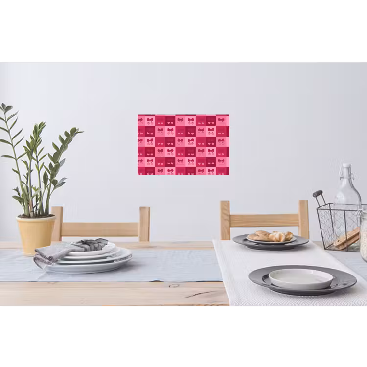 Kersen - Strikjes - Speels - Roze - Bordeaux Muursticker klein 286 -eettafel