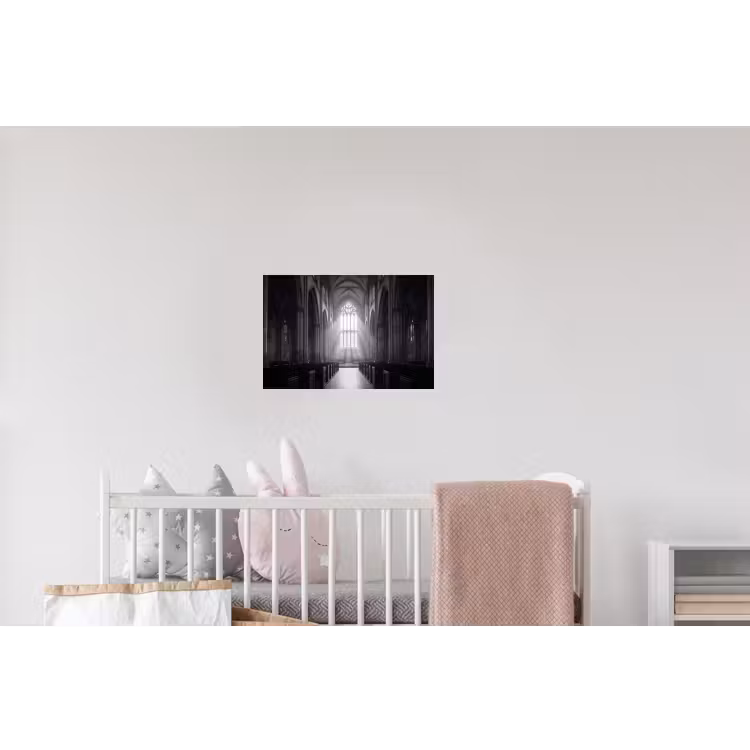 Kerk - Interieur - Lichtstralen - Architectuur - Klassiek Muursticker klein -kinderkamer