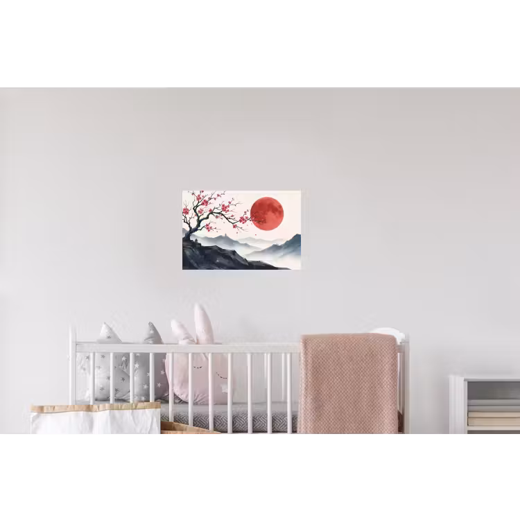 Kersenbloesem - Oosters - Rood Muursticker klein -kinderkamer