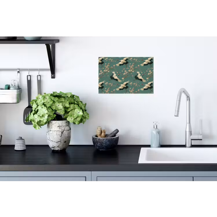 Kersenbloesem - Kraamvogels - Groen Muursticker klein 286 -keuken
