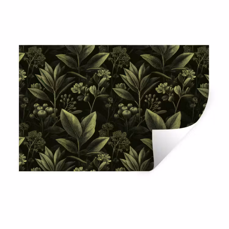 Klassiek - Donker - Botanisch - Planten Muursticker klein 286 -3d