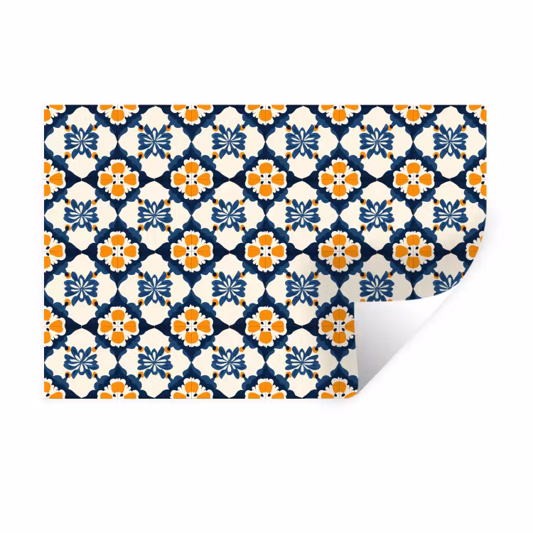 Klassiek - Geometrisch - Blauw Muursticker klein 286 -3d