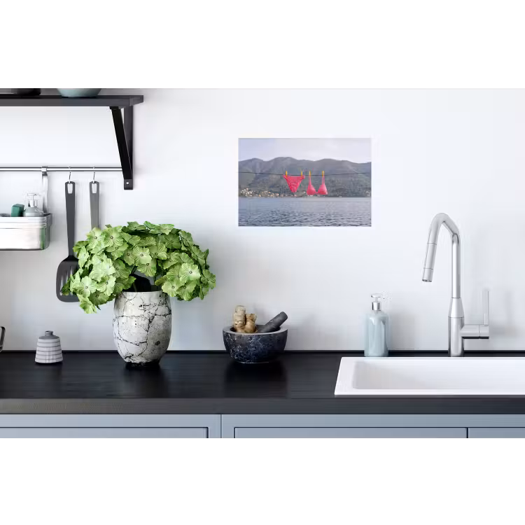 Kleding - Badkleding - Waslijn - Zomer - Roze Muursticker klein -keuken