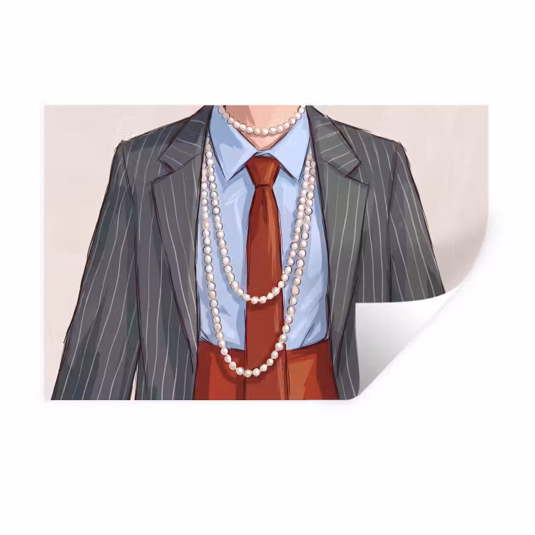 Kleding - Strik - Parels - Klassiek - Mode Muursticker klein -3d