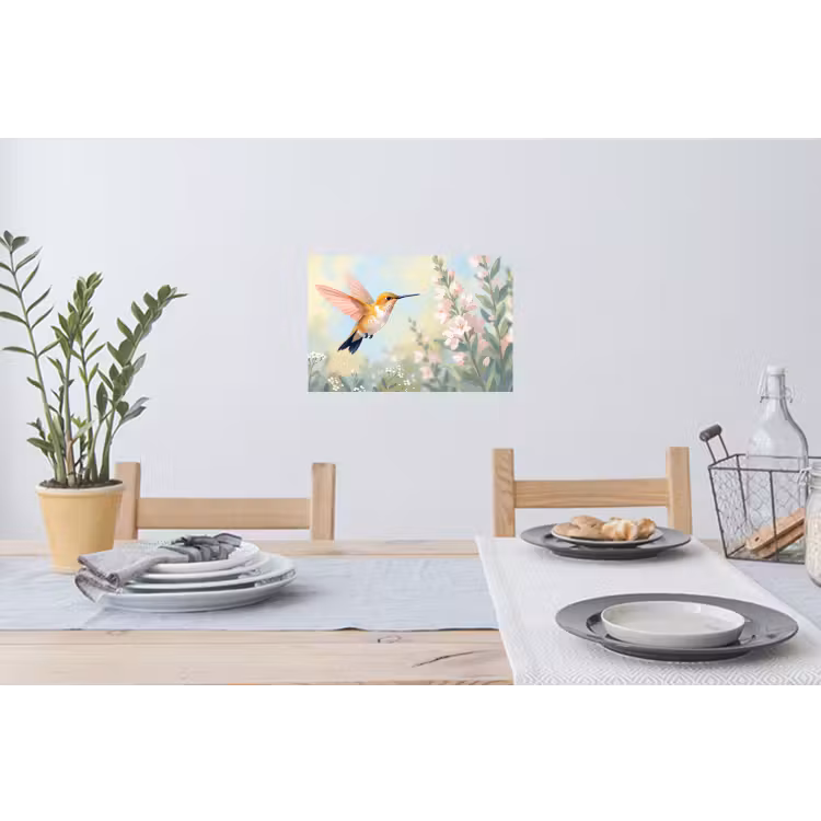 Kolibrie - Illustratie - Kleurrijk Muursticker klein -eettafel