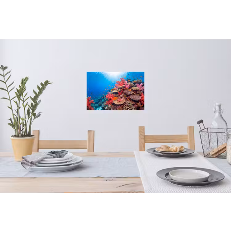 Koraalrif - Vissen - Onderwater - Tropisch - Rood Muursticker klein -eettafel