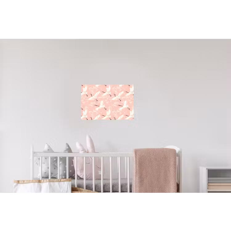 Kraanvogels - Bloesem - Roze Muursticker klein 286 -kinderkamer