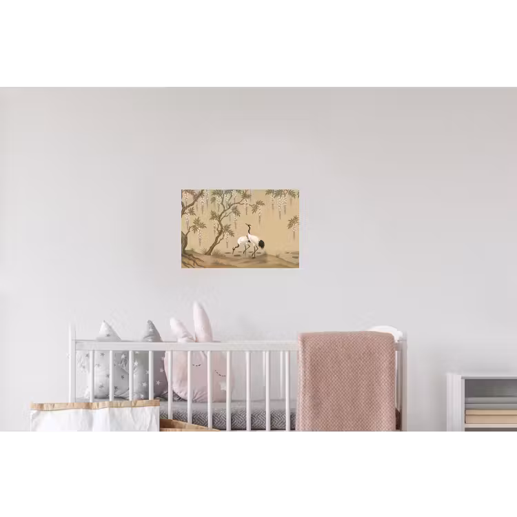 Kraanvogels - Water - Beige Muursticker klein -kinderkamer
