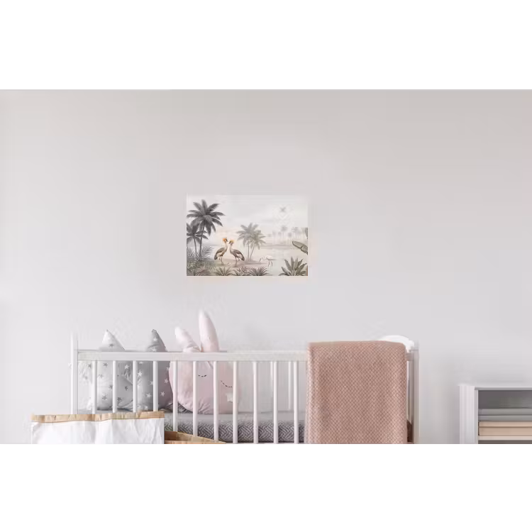 Kraanvogels - Palmbomen - Tropisch Muursticker klein -kinderkamer