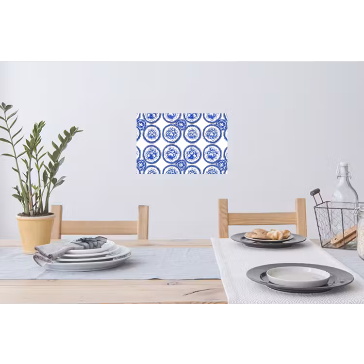 Cirkels - Bloemen - Blauw Muursticker klein 286 -eettafel