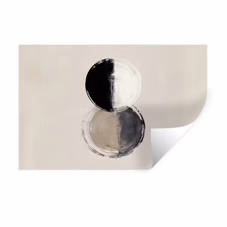 Cirkels - Strepen - Minimalistisch - Zwart Muursticker klein -3d