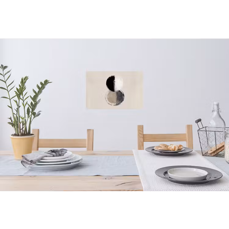 Cirkels - Strepen - Minimalistisch - Zwart Muursticker klein -eettafel