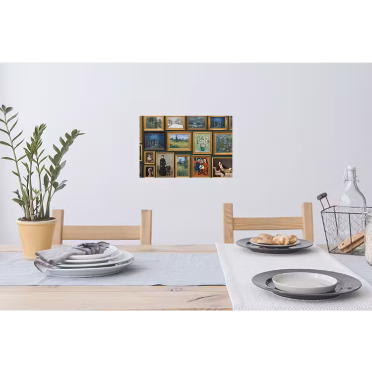 Kunst - Schilderijen - Collectie - Klassiek - Groen Muursticker klein -eettafel