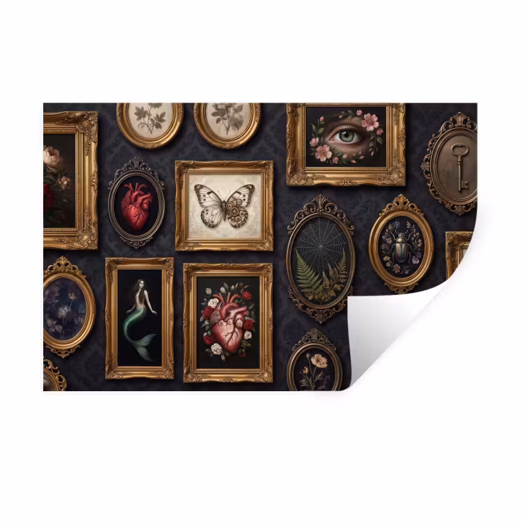 Kunst - Collectie - Vintage - Klassiek - Donker Muursticker klein -3d