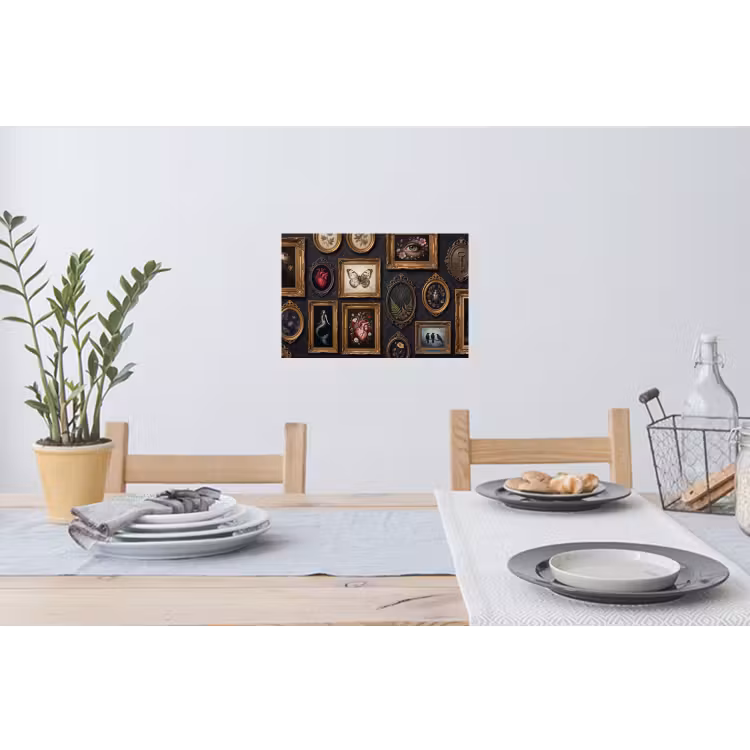 Kunst - Collectie - Vintage - Klassiek - Donker Muursticker klein -eettafel