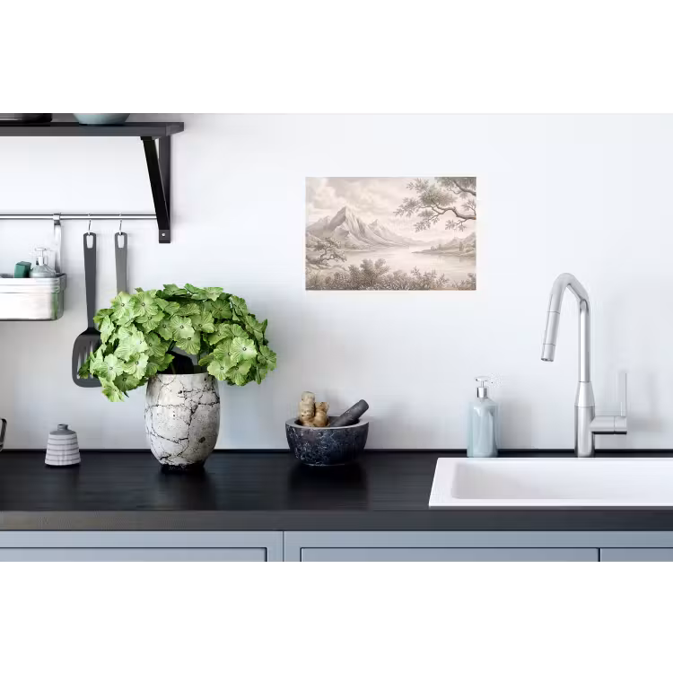 Landschap - Bergen - Meer - Natuur Muursticker klein -keuken
